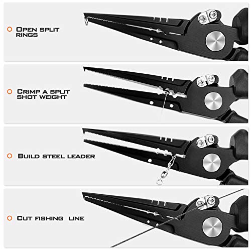 KastKing Speed Demon Pro Fishing Pliers, 420 Stainless Steel, Fishing Tools, Saltwater Resistant Fishing Gear, Tungsten Carbide Cutters, Corrosion Resistant Coating, SuperPolymer Grip Handles - color: B: 8.5'' Split Ring Nose