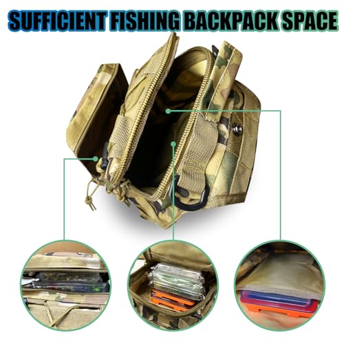 Waterproof Fishing Backpack with 2 Tackle Boxes, 2-Way Carry Design & Durable Material,Black, Khaki, Camo (Black with Two Tackle Boxes) - color: Black With Two Tackle Boxes