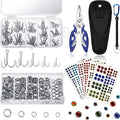 Skylety 200 Pcs Fishing Stainless Steel Split Rings, 50 Treble Hooks, Lure Tackle Connector Fishing Pliers, Fish Lanyard and 876 Lure Eyes for Tackle Fish - color: Blue