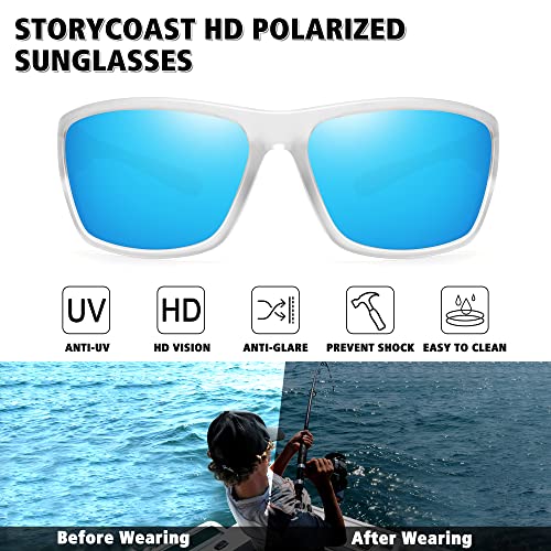 STORYCOAST Polarized Sports Sunglasses for Men Women Unbreakable Frame Cycling Fishing Driving - color: 3pack-black+clear/Blue+clear/Green
