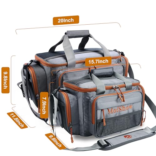 Fishing Tackle Box Bag - Fishing Bags for Saltwater or Freshwater (#Grey) Fishing Tackle Bags - Padded Shoulder Strap - Tackle Bag for 3600 Tackle Box - color: Grey-Small (15.7"*9.8"*7.9")