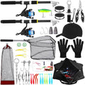 Telescopic Fishing Rod and Reel Combo 2 Pcs Collapsible Fishing Pole Kit with Plier Lip Gripper Lures Carrier Bag Pre-Loaded Spinning Reel for Beginner Men Travel Saltwater Freshwater - size: 6.89ft