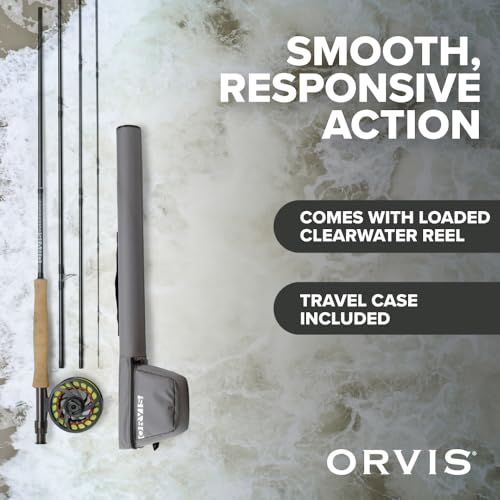 Orvis Clearwater Fly Rod Outfit - Fishing Rod and Reel Combo with Black Chrome Blank, Ceramic Guides, Durable Reel Seat, and Rod Tube - size: 9'0 6Wt 4pc