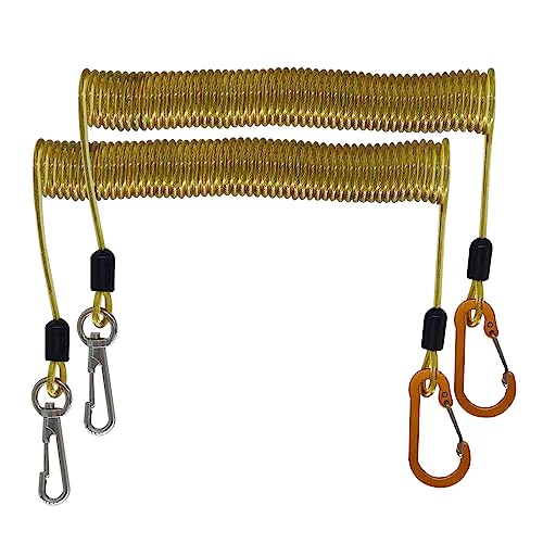 Fishing Lanyard, Heavy Duty Coiled Lanyards Stainless Steel Wire Inside, Safety Rope Extension Cord Tether Retractable Fishing Accessories for Rods, Pliers, Boating, Paddles, Kayak - color: Gold
