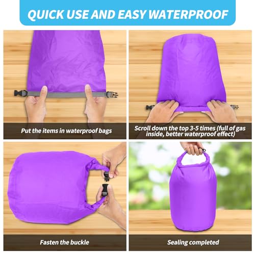 Dry Bag Set, Waterproof Small Lightweight Dry Bags for Paddle Board Kayaking, Fishing, Camping(Purple, 40L 2Pack) - color: Purple, size: 40L 2Pack