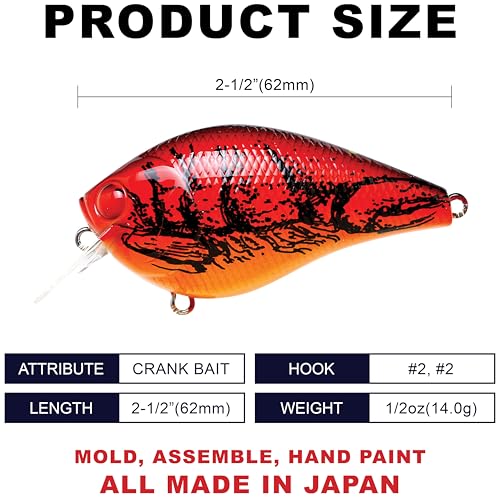 LUCKY CRAFT Fat CB BDS2 Fishing Lure, 2.5" Floating Squarebill Crankbait, 2–3 ft Depth, Freshwater Trout and Bass Lures, Bass Fishing Gear and Tournament Hard Bait - color: 137 TO Craw