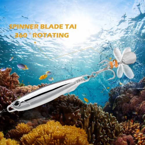 Fishing Jigs Metal Fishing Spoons Lures, Blade Bait Spinner Long Casting Jigging Spoon Lure Vertical Hard VIB Swimbait for Walleye Bass Trout Freshwater & Saltwater - color: A-5pcs 0.35/0.53/0.7/1.06/1.4oz
