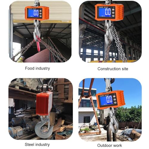 Geevorks Digital Hanging Scales Portable Heavy Duty Crane Scale,Industrial Precision Digital Hanging Scale1000KG (2204lbs),LCD Backlight,with Unit Change/Data Hold/Tare/Zero