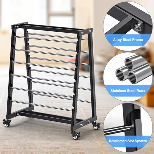 Kipika Heavy Duty Mobile Wire Spool Rack - 12-Rod Adjustable Cable Reel Holder with Locking Swivel Casters, Alloy Steel Frame for Industrial, Electrical, Workshop, 400LB Capacity - color: C: Mobile Wire Spool Holder (12 Rods)