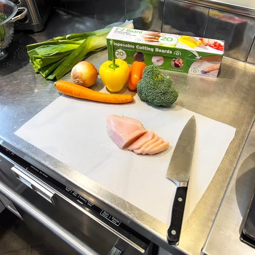 Mind Reader E-Z Board Disposable Plastic Cutting Board, 20 Square Feet, Easy Clean-Up and Convenient Use, Ideal for Camping, Hunting, Boating, and For People With Food Allergies, Clear - style: 1 Pack