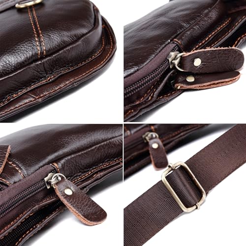 Vintage Leather Sling Bag Backpack for Men Crossbody Shoulder Chest DayPack Backpacks - color: #07coffee