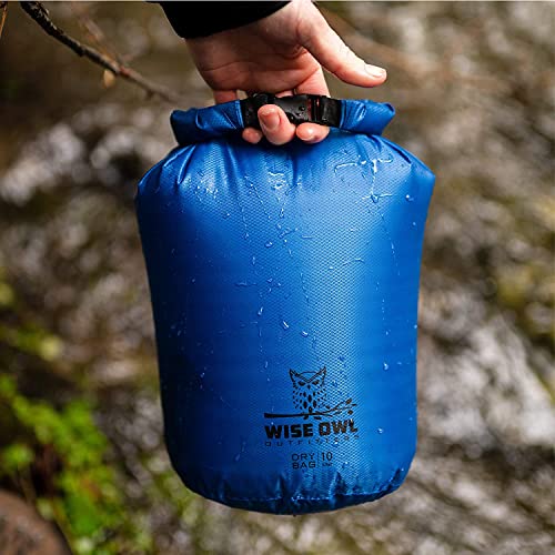 Wise Owl Outfitters Waterproof Dry Bag 3-Pack – Lightweight & Airtight 5L/10L/20L Small & Large Dry Bags for Kayaking, Beach, Travel, Boating, Hiking - color: Blue