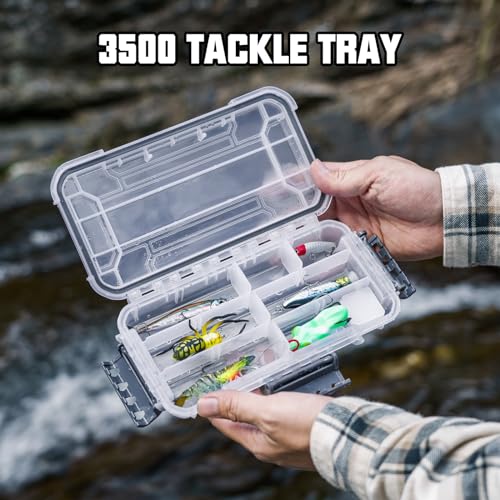 THKFISH Waterproof Tackle Box, Portable Fishing & Tackle Storage Box with Two 3500 Stowaway Boxes and Removable Dividers, Tackle Box, Thicker Floating Airtight Stowaway,Pink/Green/Blue/Grey - color: M-Grey