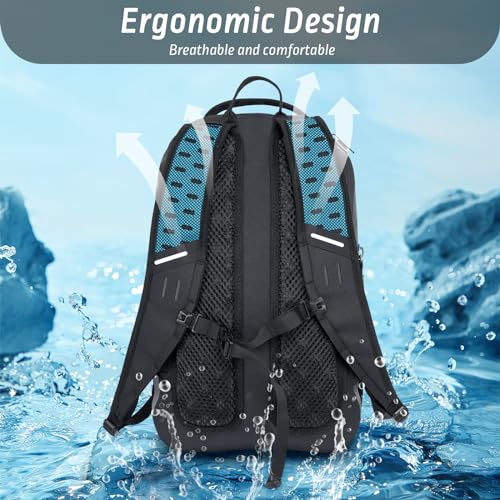 Trudave Waterproof Backpack, Waterproof Submersible Backpack, Floating TPU Coated Dry Bag with Airtight Zipper for Kayak, Fishing, Boating, Hiking, Blue,(20L) - color: Blue, size: 20L