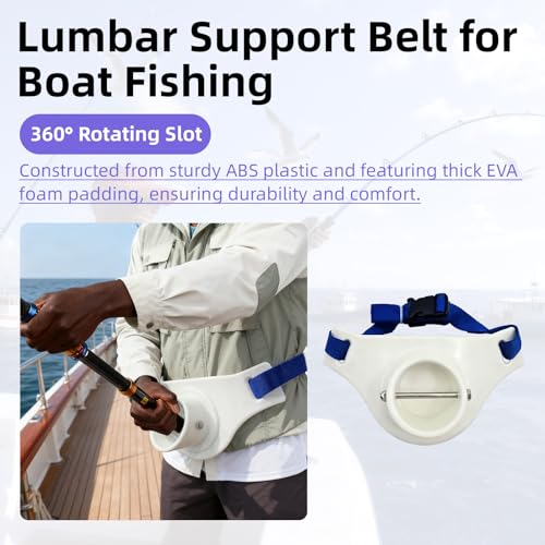 Fishing Rod Holder Belt with EVA Padded Includes Gloves Heavy Duty Plastic Material Waist Belt for Saltwater and Freshwater Fishing