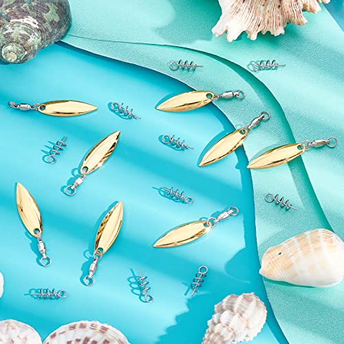 SUPERFINDINGS 15Pcs Fishing Lures Willow or Colorado Blade Spinner Blades Bearing Swivels Tail Spinner Spinnerbait Lure Making Supplies Bass Lures - color: Golden
