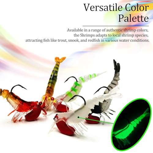 Soft Fishing Lures Shad Minnow Swimbaits, Pre-Rigged Jig Heads Paddle Tail Swim Baits for Bass, Trout, Walleye, Crappie, Sinking Jigs Bait for Saltwater Freshwater, Fishing Gifts for Men - color: C3-5pcs Soft Shrimp Swimbait