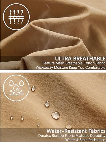 Men's Convertible Hiking Pants Zip Off Quick Dry Lightweight Safari Travel Camping Fishing Cargo Outdoor Pants - color: Khaki, size: 34