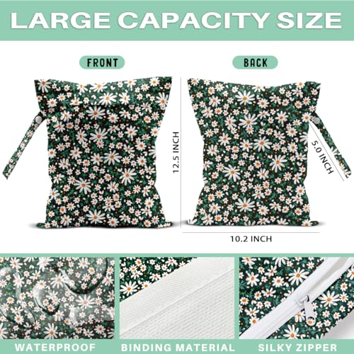 Wet Dry Bags for Diaper Waterproof Swimsuit Washable Reusable Bag for Beach Diapers Dirty Yoga Gym Clothes Plant Gifts for Friend Men Women 12.5x10.2 Inches - color: Flower4