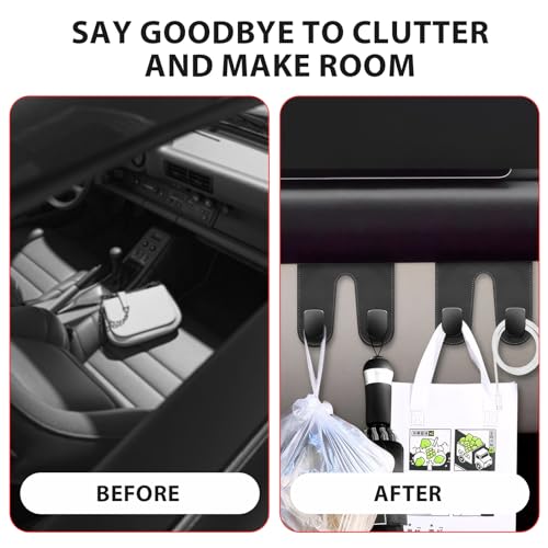 Adorila Car Glove Box Hooks (2 Pack) - Vegan Leather Dual-Hook Passenger Seat Purse Hanger, No-Adhesive Dashboard Organizer (Grey)