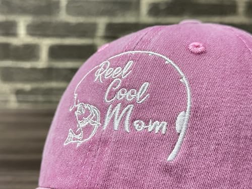 Fishing Baseball Cap for Men Women, Adjustable Embroidered Hat | Fishing Gear, Outdoor Adventure Design, Precision Embroidery Craft, One Size Adjustable Fit - color: Mom (Washed Pink)
