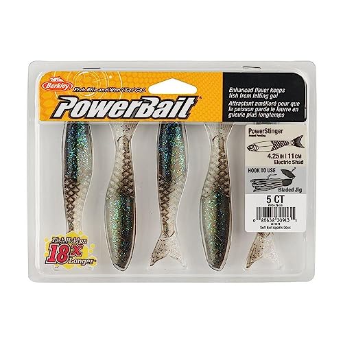 Berkley PowerBait PowerStinger Fishing Soft Bait - color: Electric Shad, size: 4 1/4"