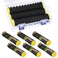 6 Pcs Fishing Leader Holder 6 Pack with Storage Box 72 Slot Snell Hook Organizer Anti-Tangle Rig Keeper for Walleye Catfish Bass Trout - color: Black
