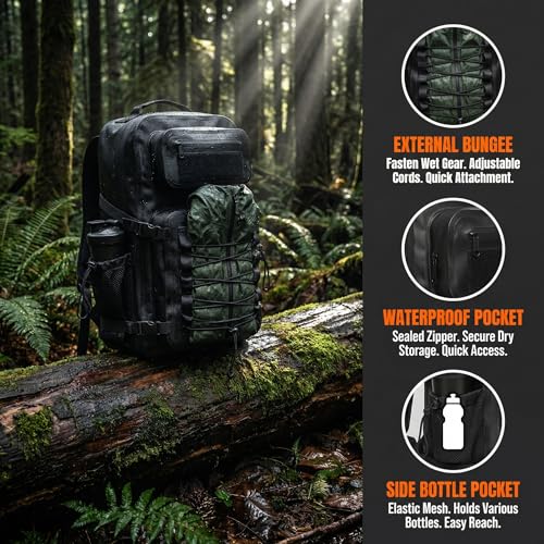 Miramrax Dry Bag Waterproof Backpack 30L Tactical Backpack for Kayaking Hiking Boating Paddle Boarding Fishing Travel Camping Beach Floating Dry Bag for Men Women (Black) - color: Black