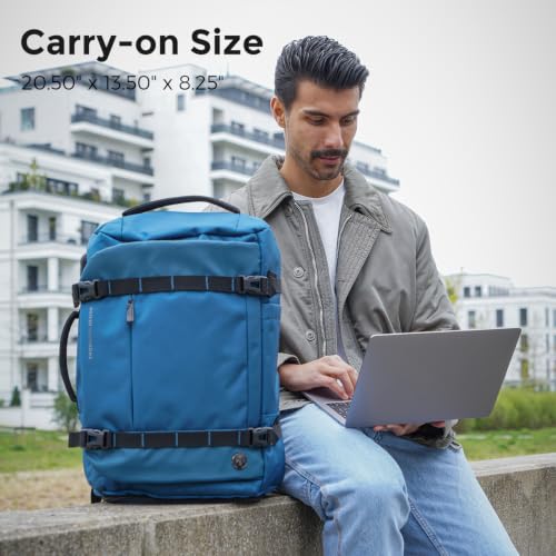 Swissdigital Design Travel Backpack 40L,TSA Friendly Flight Approved Carry-on Luggage Hand,with USB Charging Port Large Weekender Bag Fits 17 Inch Laptop Backpack Blue | SD1756-30 - color: Blue