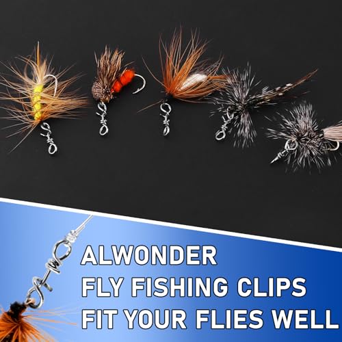 Alwonder 150-Pack Fly Fishing Snaps Twist Clips, 3/5 Sizes Stainless Steel Quick Change Lure Snaps No Knot Clip Quick Snap Fast Snap Lure Connector for Jigs Lures Fishing Clips Swivels Terminal Tackle - color: 150-Pack Twist Clips-3 Sizes(S, M, L)-Silver