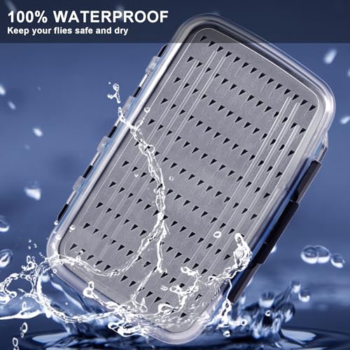 Aventik Waterproof Fly Box for Fly Fishing Double Sides Large Capacity Fly Fishing Box Streamer & Dry Fly Storage Saltwater & Freshwater - size: Size A+Size B+Size C