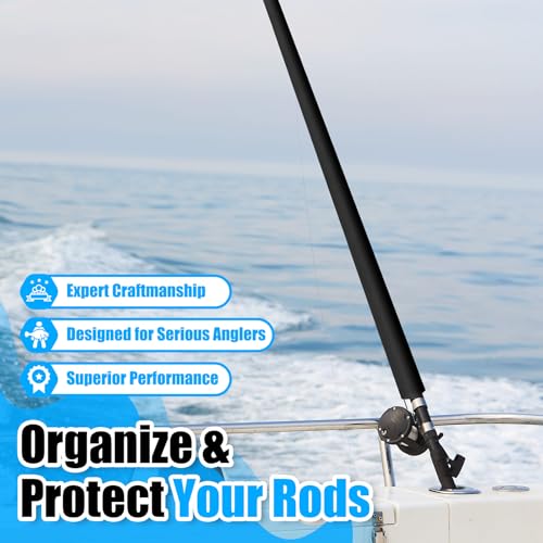 Neoprene Fishing Rod Sleeve Rod Socks Puncture Resistant Fishing Rods Cover for Storage and Transportation Protective Case for Casting Trolling Spinning Rods - color: Black