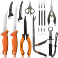 5PC Fishing Tool Kit - Fillet Knife, 2PC Fishing Pliers,Fishing Braid Scissors and Fish Lip Gripper, Fishing Gear for Fly Fishing, Ice Fishing - color: 7PC+Multicolor