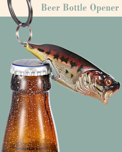 Bass Fishing Lure Keychain, Cool Bass Fish Key Chain Fishing Gifts for Men, Bass Keychains for Fishing Lovers - color: Black Gold