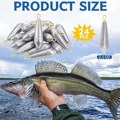 Landhoow Drop Shot Fishing Sinker Weights Kit Freshwater Catfishing Fishing Sinker Bass Casting Removable Line Saltwater Streamlined Snap Weight for Trolling Surf Tackle - size: 2.1 oz