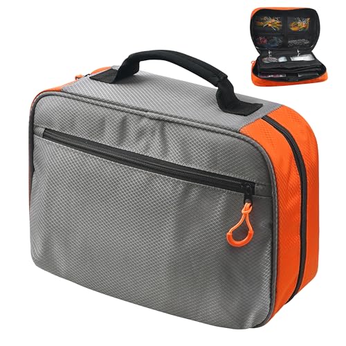 AGOOL Bait Binder Fishing Tackle Bag Waterproof Soft Plastic Bait Storage Lure Bag Portable Multi-Pocket Fishing Gear Organizer for Baits、Hooks、Sinkers & Terminal Tackle Accessories (Gray-orange) - color: Gray-orange