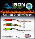 IRON DECOY Spoon Fishing Lures 3-Pack, Multi-Species Metal Spoons for Trout, Walleye, Bass, Salmon, Pike, Ice Fishing & Trolling, Vibrating Spoon Lure Kit - color: Musky, 3-Pack, 1 oz