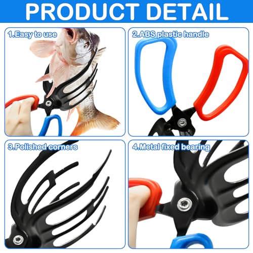 Fish Gripper, Fish Grabber Tool Metal Fish Grippers for Fishing, 3 Claw Fish Grips Anti-Slip Fishing Pliers Gripper Control Clamp Claw Fish Pliers Catch Fish Fishing Accessories, Ideal for Anglers¡­ - style: 3 Claw