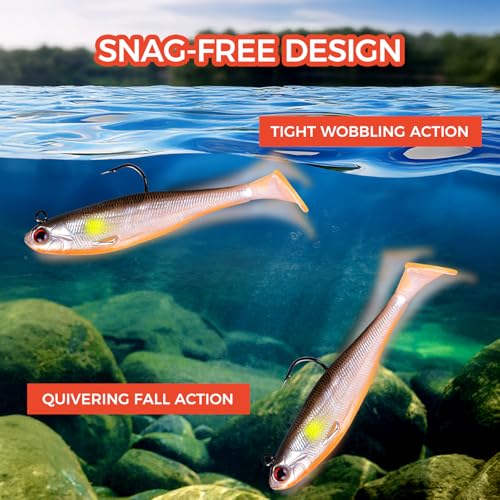 5/6Pcs Easy Catch Pre-Rigged Soft Lures,Baits for Bass Fishing - Jig Heads Soft Plastic Walleye Lures, Fishing Bait for Saltwater & Freshwater - color: 2.4",0.21oz,Colorful