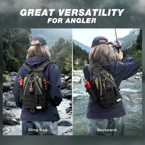 Ghosthorn Fishing Backpack Waterproof Tackle Bag Sling Bag Gift - color: Black, size: Standard
