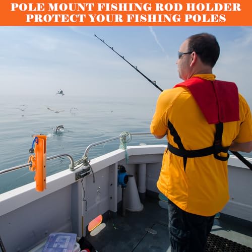 Seenelling Fishing Rod Holder for Bike Rack Pole Mount Rotatable Fishing Chair Pole Holders with Clamp for Boat Bicycle Motorcycle Kayak Cart - color: Orange
