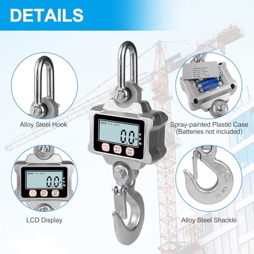 Hyindoor Digital Crane Scale 1000kg/2200lb Digtal Hanging Scale Heavy Duty Industrial Crane Scale for Farm, Factory, Construction, Hunting - size: S1-1000kg/2200lb