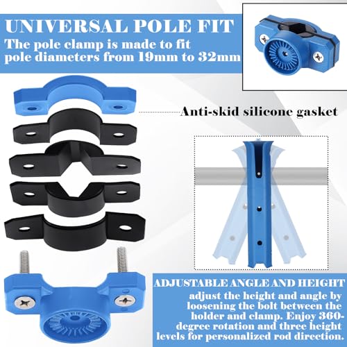 Seenelling Fishing Rod Holder for Bike Rack Pole Mount Rotatable Fishing Chair Pole Holders with Clamp for Boat Bicycle Motorcycle Kayak Cart - color: Blue
