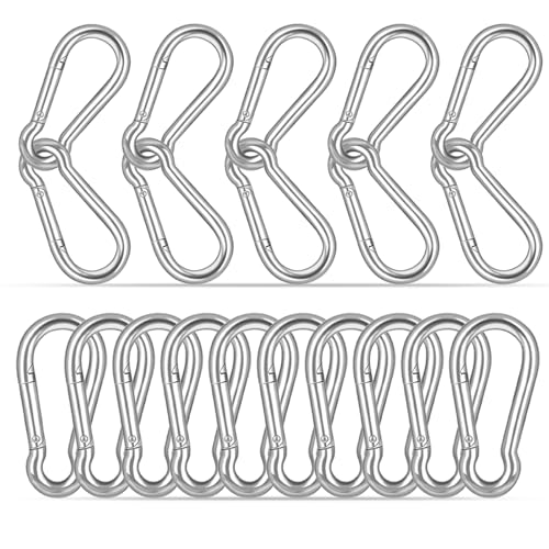 20PCS M8 Heavy Duty Carabiner Clip, 3Inch Snap Hook Quick Link Small Carabiner Clips,Spring Link Buckle for Fishing Camping Hammock Dog Leashes-550LBS Holding Capacity (Silver) - color: Silver, size: 20PCS-M8