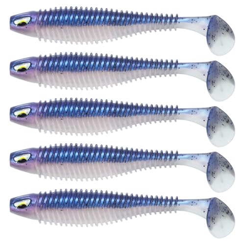 MAFIMOEA 40/30/25Pcs Paddle Tail Swim Baits Lures Fishing Soft Plastic Lure Kit for Bass Trout Walleye Crappie 6.5cm 7.5cm 10.5cm - color: Blue, size: 4.13IN/10.5CM - 20PCS