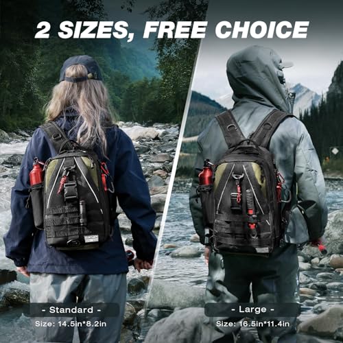 Ghosthorn Fishing Backpack Waterproof Tackle Bag Sling Bag Gift - color: Black, size: Standard