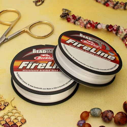 The Beadsmith Fireline by Berkley, Micro-Fused Braided Thread | 6lb. Test, .006”/.15mm Dia, 50 Yd Spool, Crystal Color, Super Strong Stringing Material for Jewelry Making and Bead Weaving - color: Crystal, size: .008"/50 yd