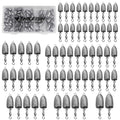 THKFISH Fishing Weights Sinkers, Bullet Fishing Sinkers with Swivel Rolling Slip Sinkers Sliding Weights for Bass Fishing Pitching and Flipping Texas Rigs Saltwater Freshwater Fishing, 3.5g-20g - size: mix-61pcs
