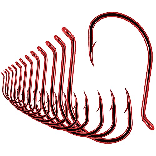 Octopus-Hook-Fishing-Beak-Circle-Hooks-Freshwater-Red-Black-100-50 Pack - color: 1-Red, size: Size:4 100-Pack
