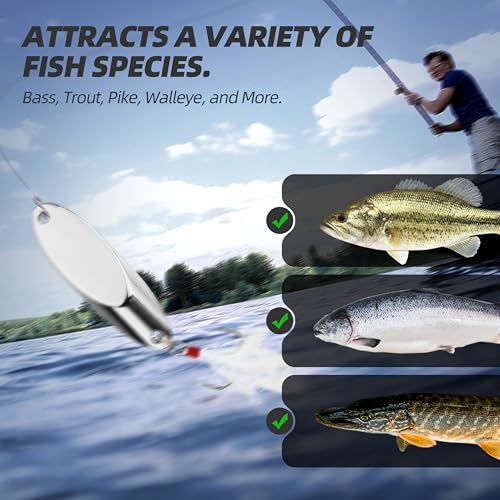 Jigging Spoon Fishing Lures 20/40PCS Kit – Metal Casting Spoon Lure Set with Treble Hooks, Mixed Sizes Spinner Baits for Saltwater & Freshwater Trout, Salmon, Bass - color: Silver, size: Mixed Size 20PCS